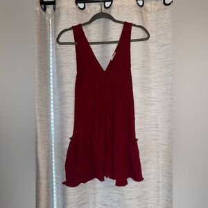 Red Ruffle Coverup Tank